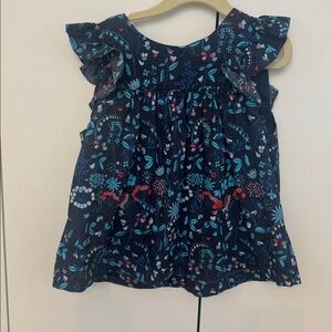 Jacadi Navy and Red Floral top size 8